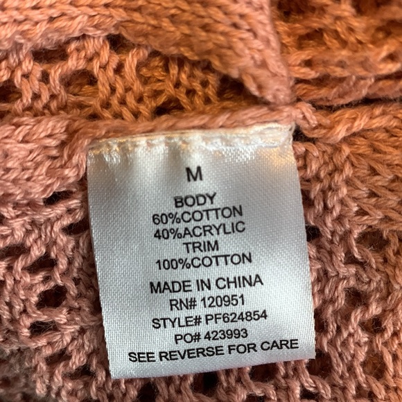 Hippie Rose Boho Crochet Lace Hi-Low Hemline Women’s Size M Orange Sweater - Picture 16 of 16